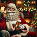DALL·E 2023-12-23 19.44.29 - Santa Claus enjoying a beer, set in a cozy Christmas-themed environment. Santa, with his jolly, white-bearded face, is seated comfortably in a plush a.png